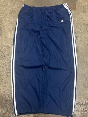Y2K Adidas Track Pants Men’s Large Blue Classic Stripes Lightweight Breathable